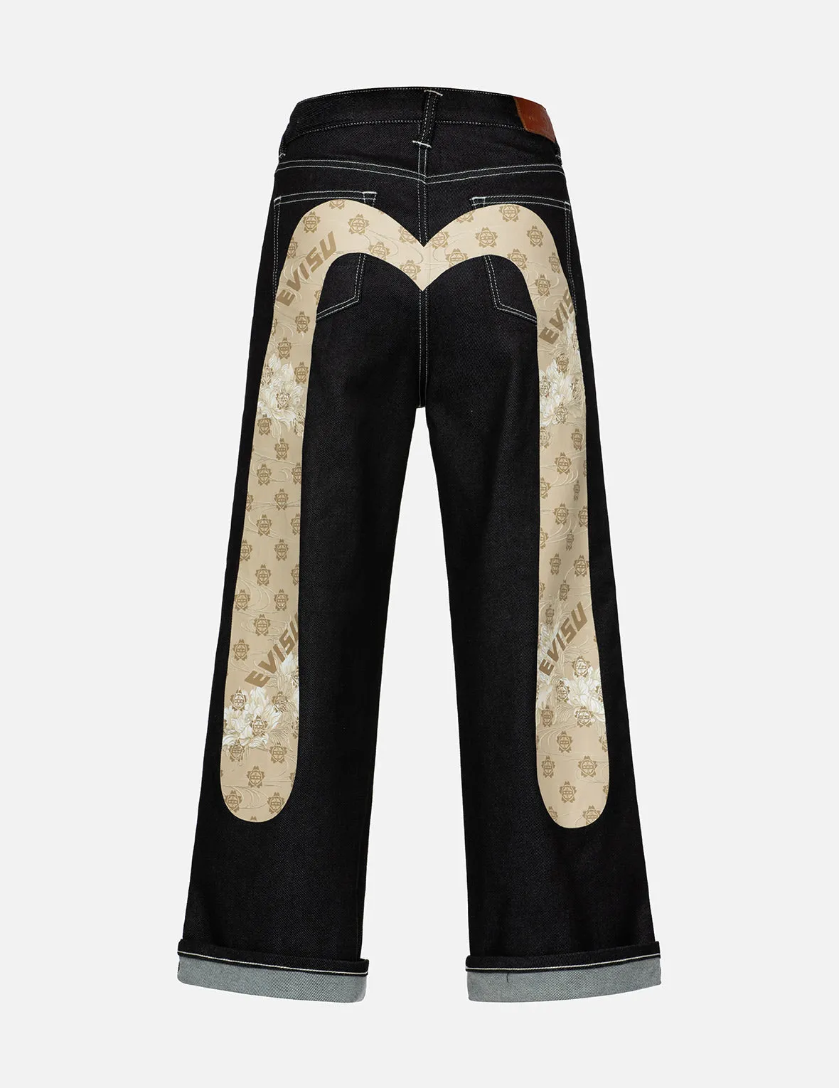 Kamon Jacquard Daicock Print Wide Leg Jeans