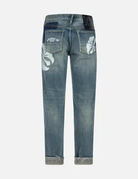 Kamon Print Carrot Fit Denim Jeans #2017