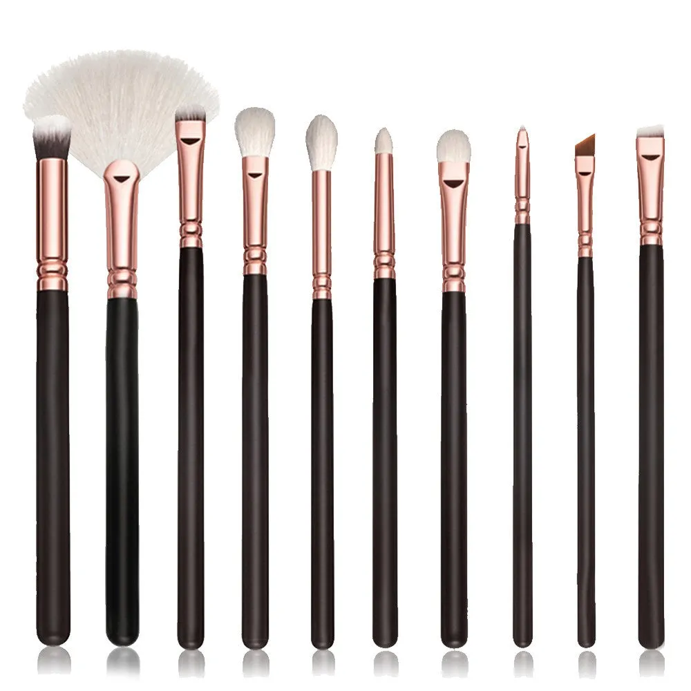 Maange 10 Pcs Eye Makeup Brushes Eyeshadow Blending brush Powder Foundation wood rose gold ovale Make up brush pinceaux kit