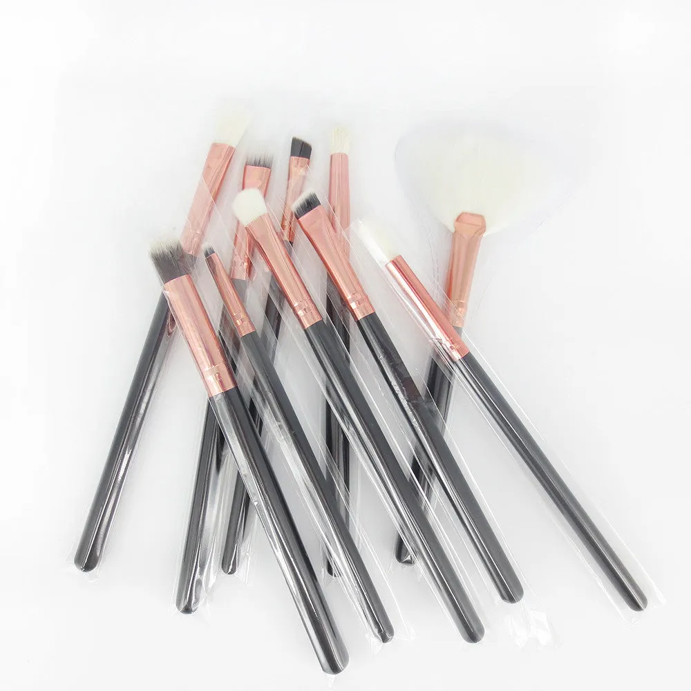 Maange 10 Pcs Eye Makeup Brushes Eyeshadow Blending brush Powder Foundation wood rose gold ovale Make up brush pinceaux kit