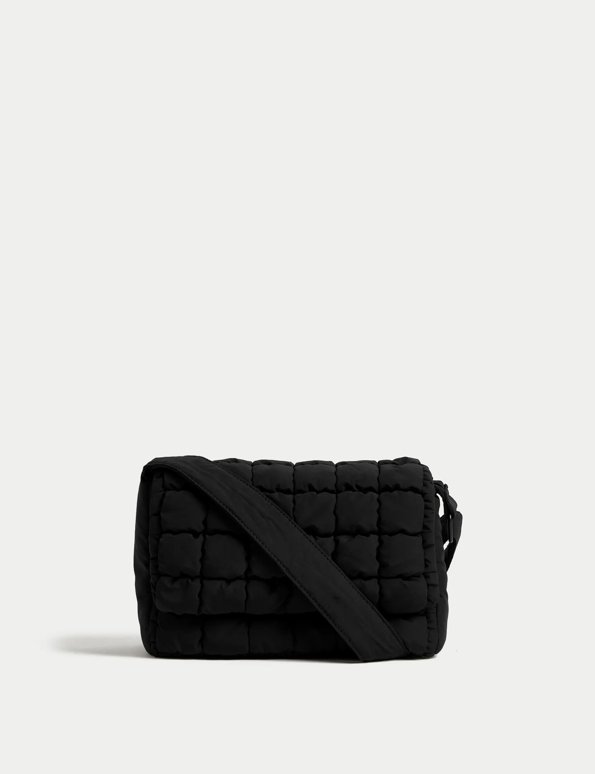 M&S Women's Quilted Cross Body Bag - Black, Black,Cream,Pink