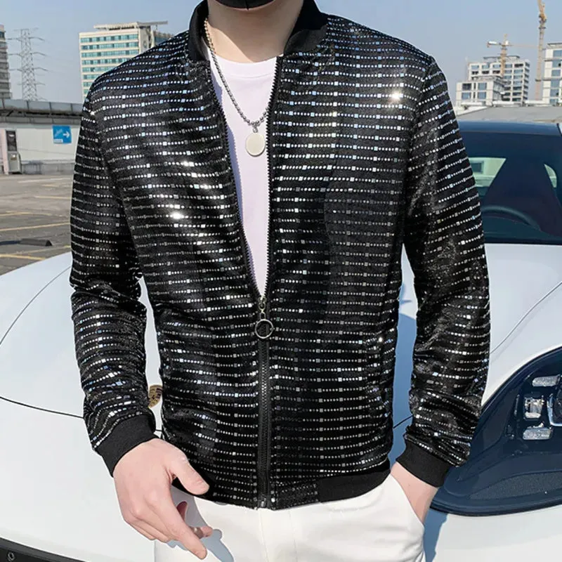 Men's Polyester Striped Pattern Casual Style Sunscreen Bomber Jacket