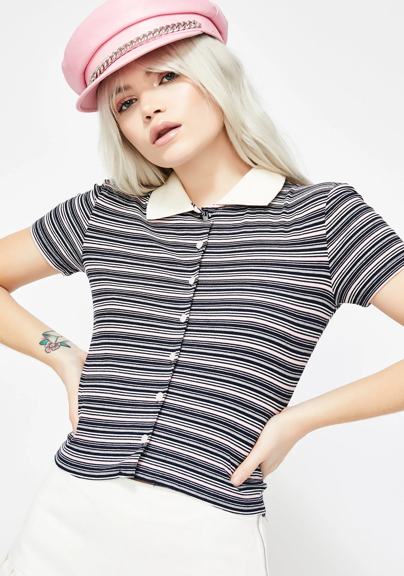 Miss Popular Striped Polo-