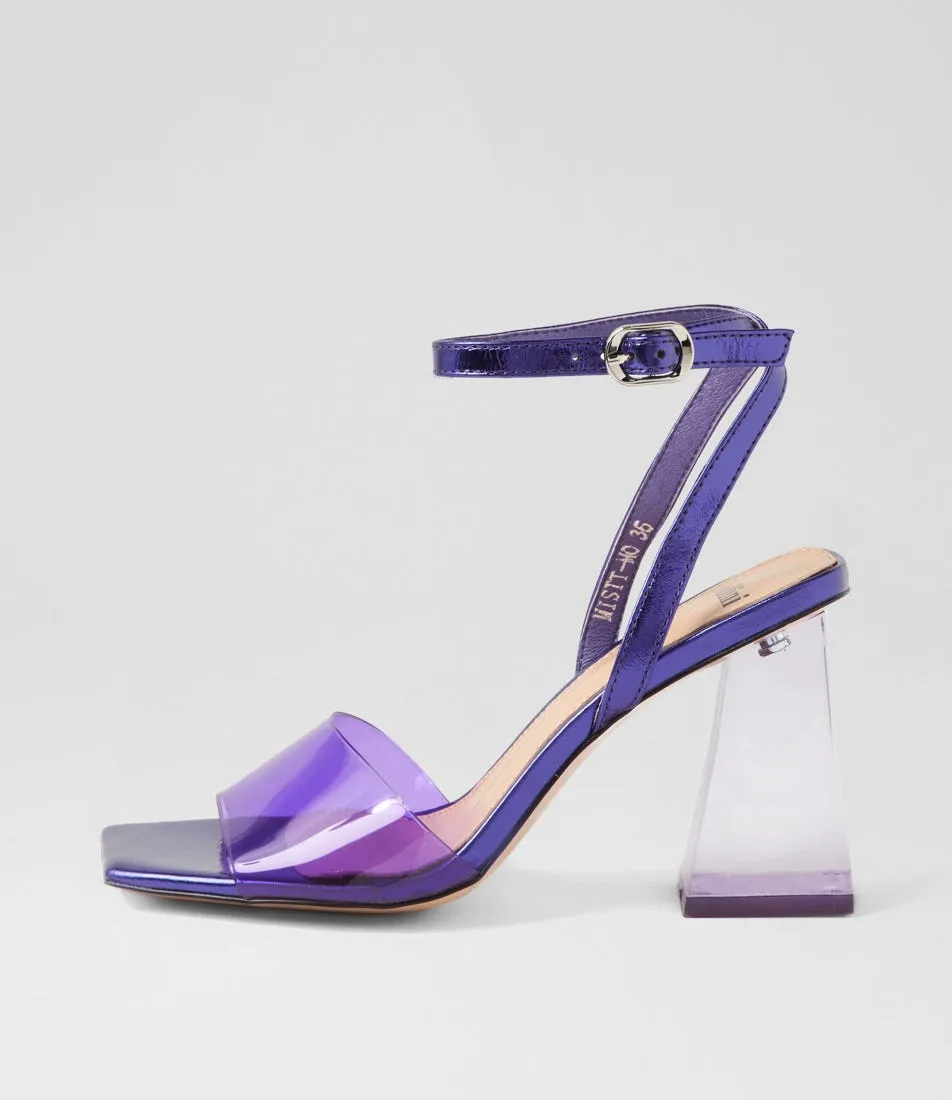 MOLLINI Mistt Violet Metallic Vinylite Leather Sandals