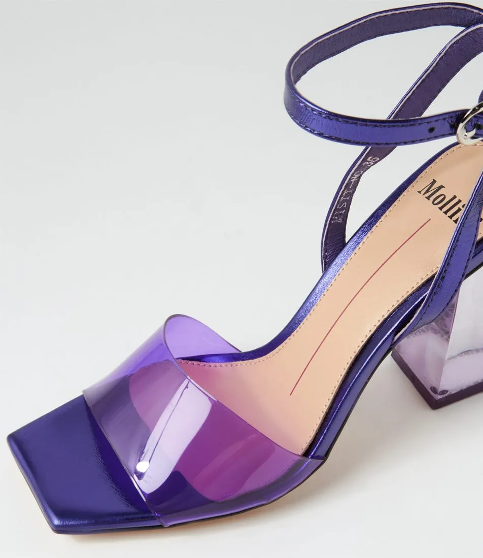 MOLLINI Mistt Violet Metallic Vinylite Leather Sandals