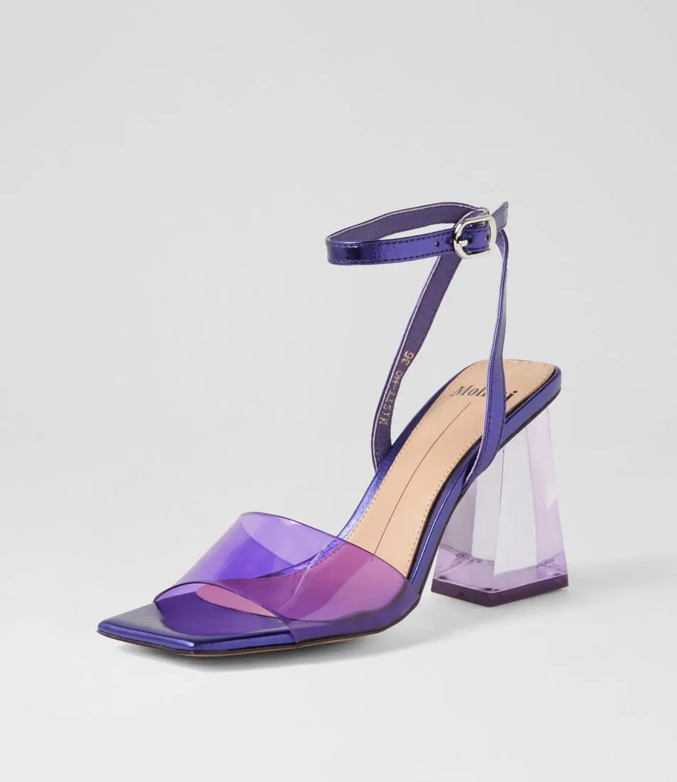 MOLLINI Mistt Violet Metallic Vinylite Leather Sandals