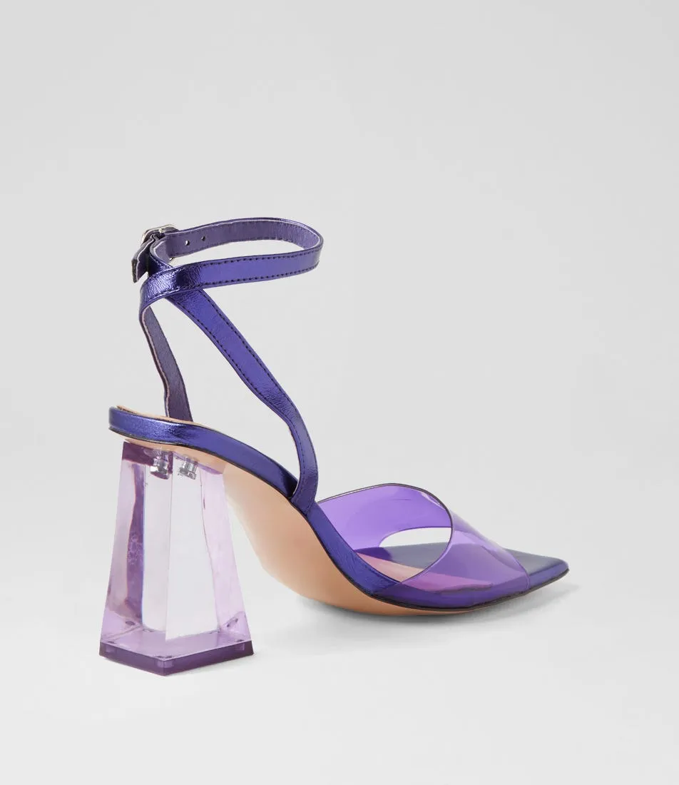 MOLLINI Mistt Violet Metallic Vinylite Leather Sandals