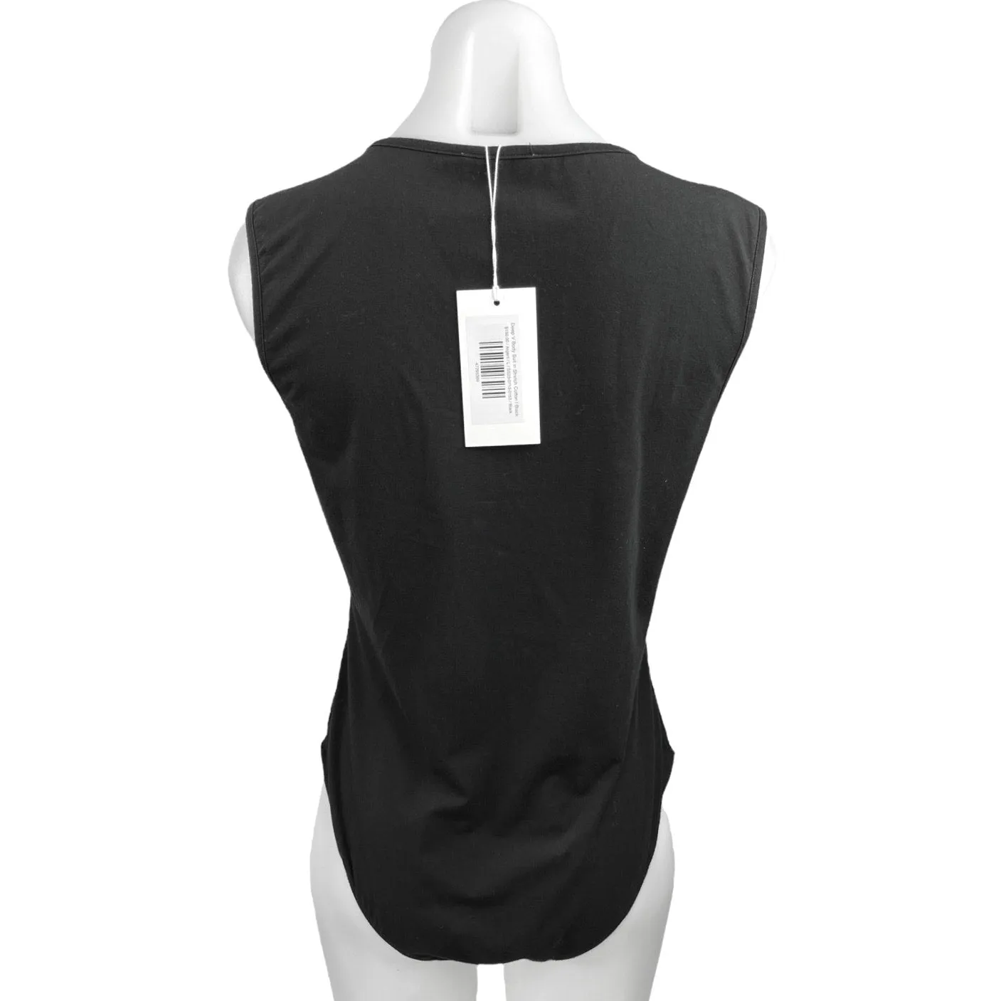 NEW Argent Black Stretch Cotton Sleeveless Deep V-neck Bodysuit Tank Top Size L