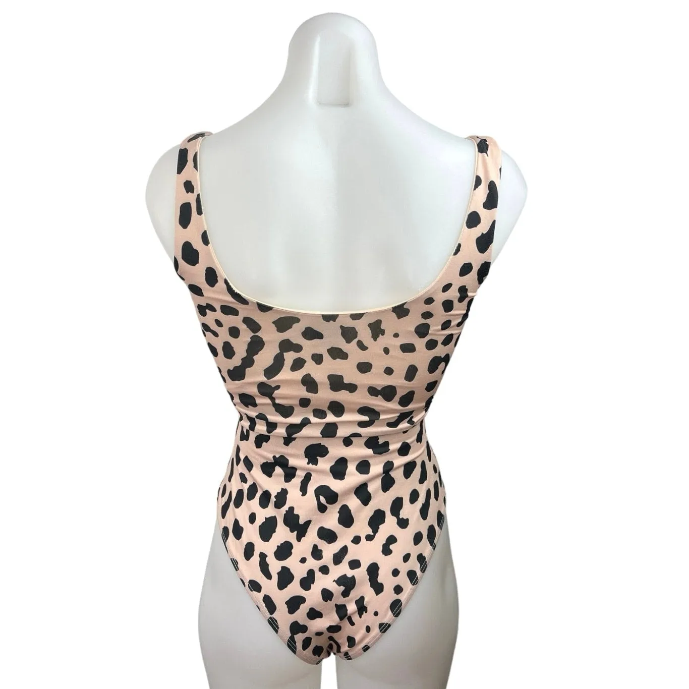 Polly Women's Multi Leopard Print Square Neck Sleeveless Bodysuit Top Size XS