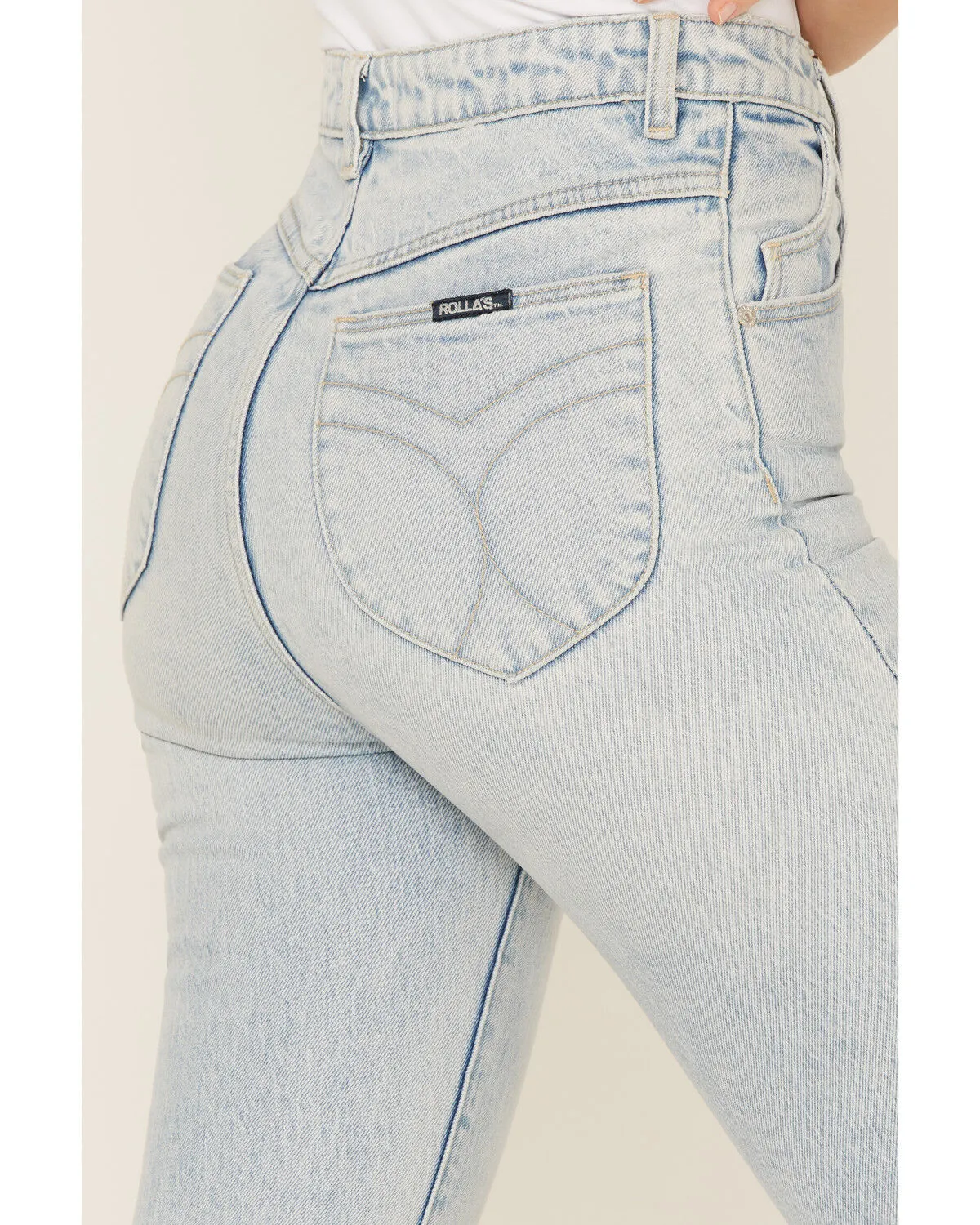 Product Name:  Rolla's Women's Light Wash High Rise Distressed Slim Dusters Straight Jeans