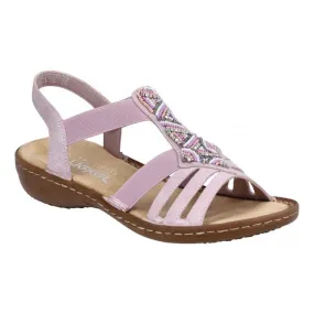 Rieker  Womens 60801-30 Pink Elasticated Sandals