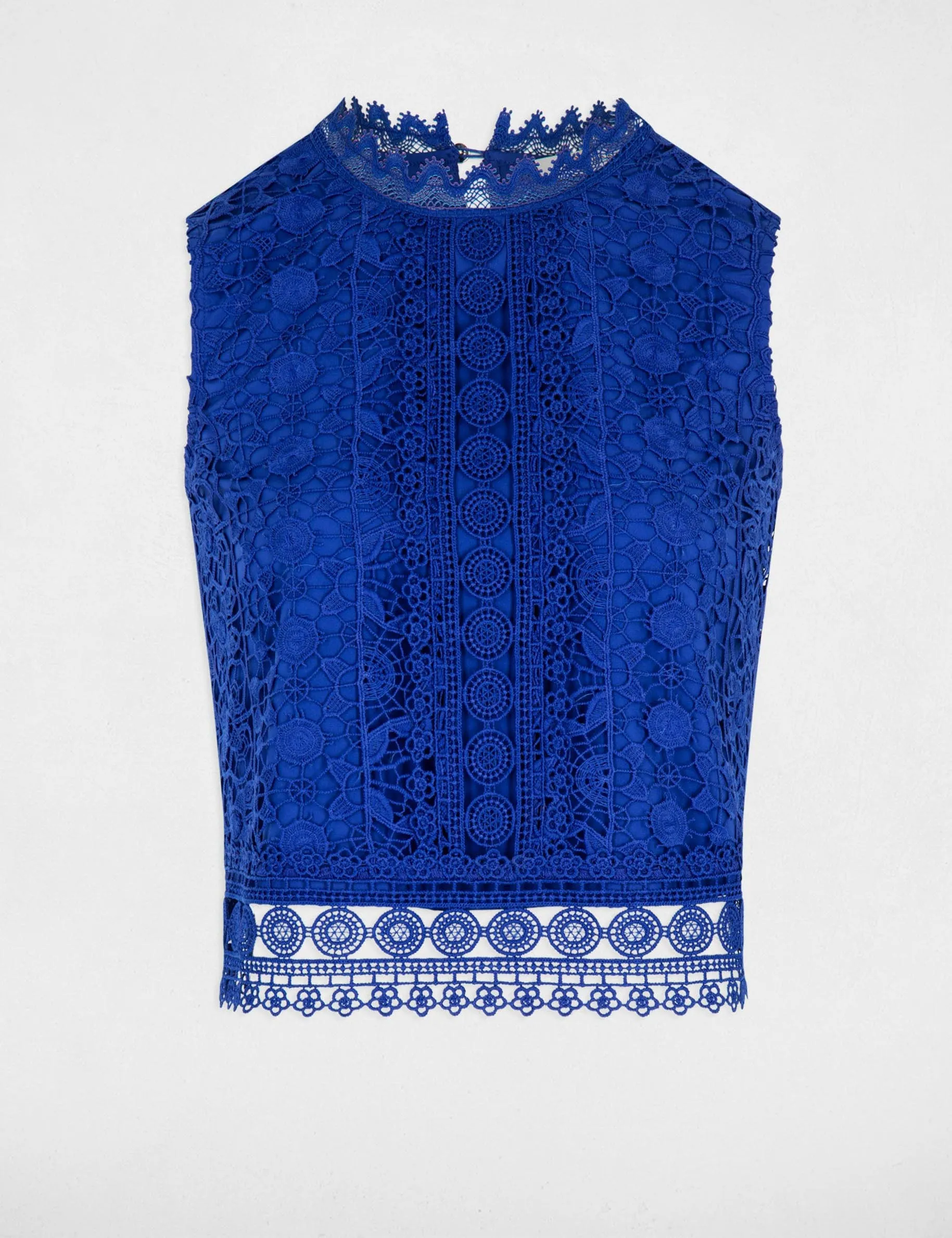 Sleeveless lace top electric blue women