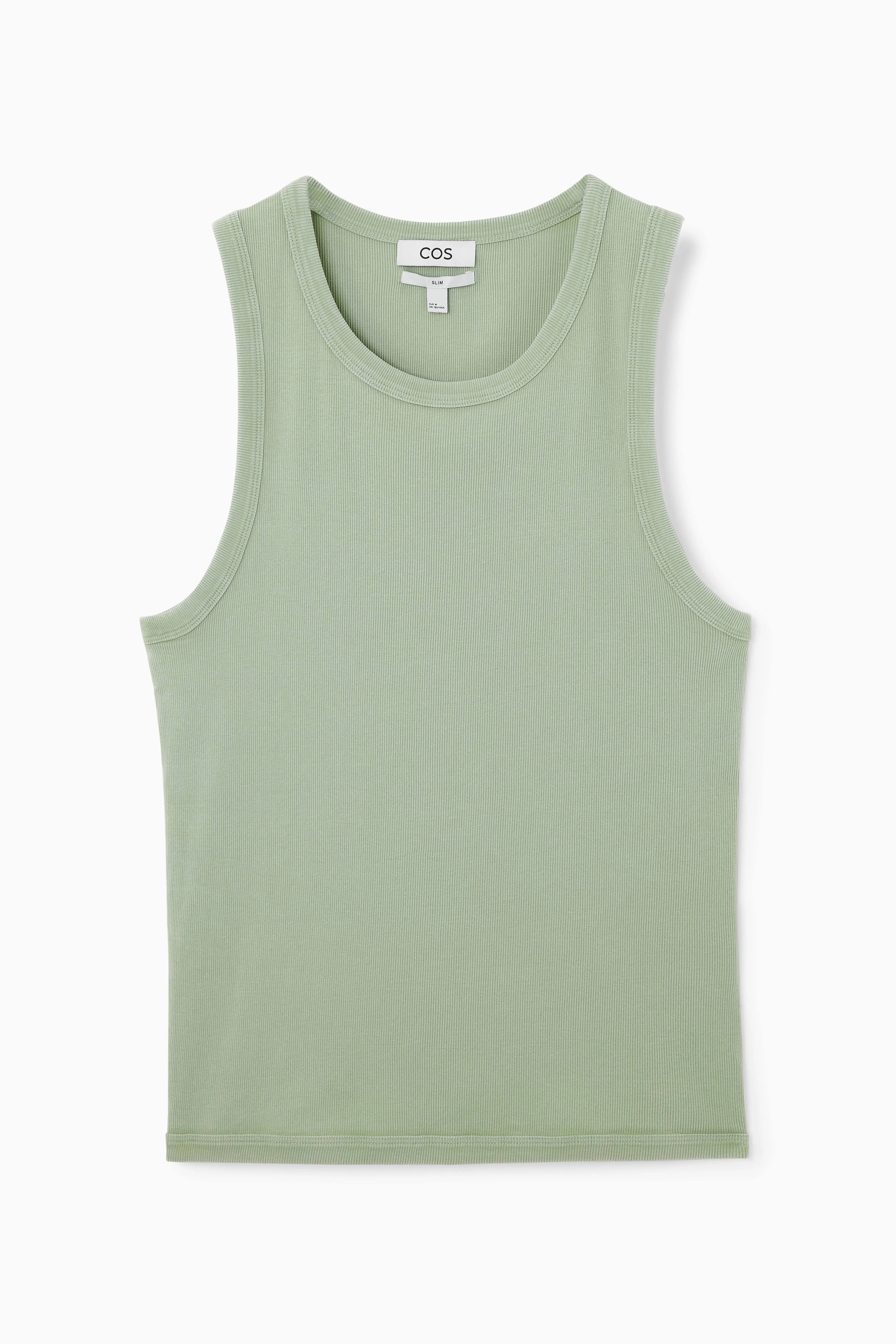 SLIM-FIT ACID-WASH TANK TOP - Round neck - Sleeveless - DUSTY LIGHT GREEN - Men | H&M GB