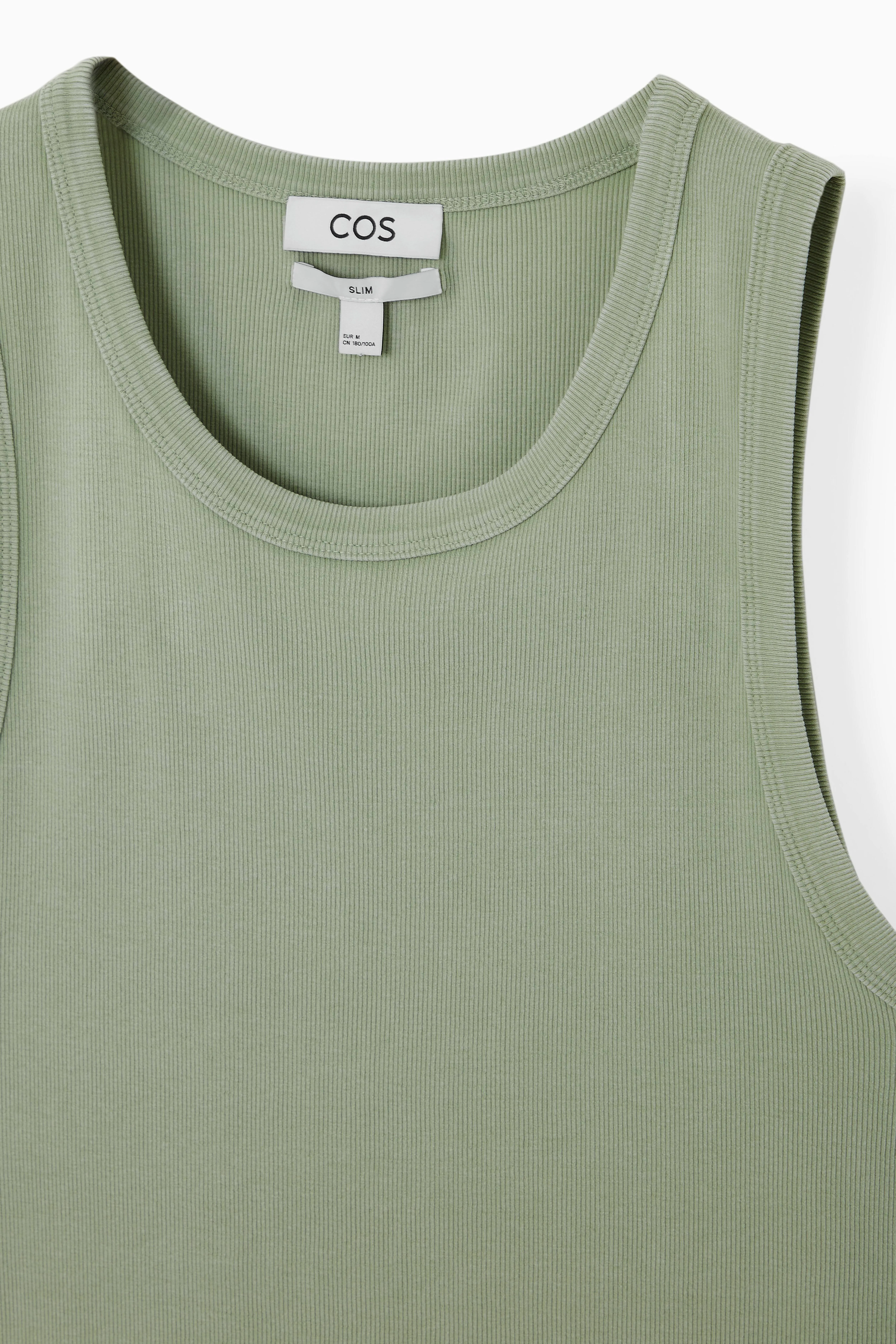 SLIM-FIT ACID-WASH TANK TOP - Round neck - Sleeveless - DUSTY LIGHT GREEN - Men | H&M GB