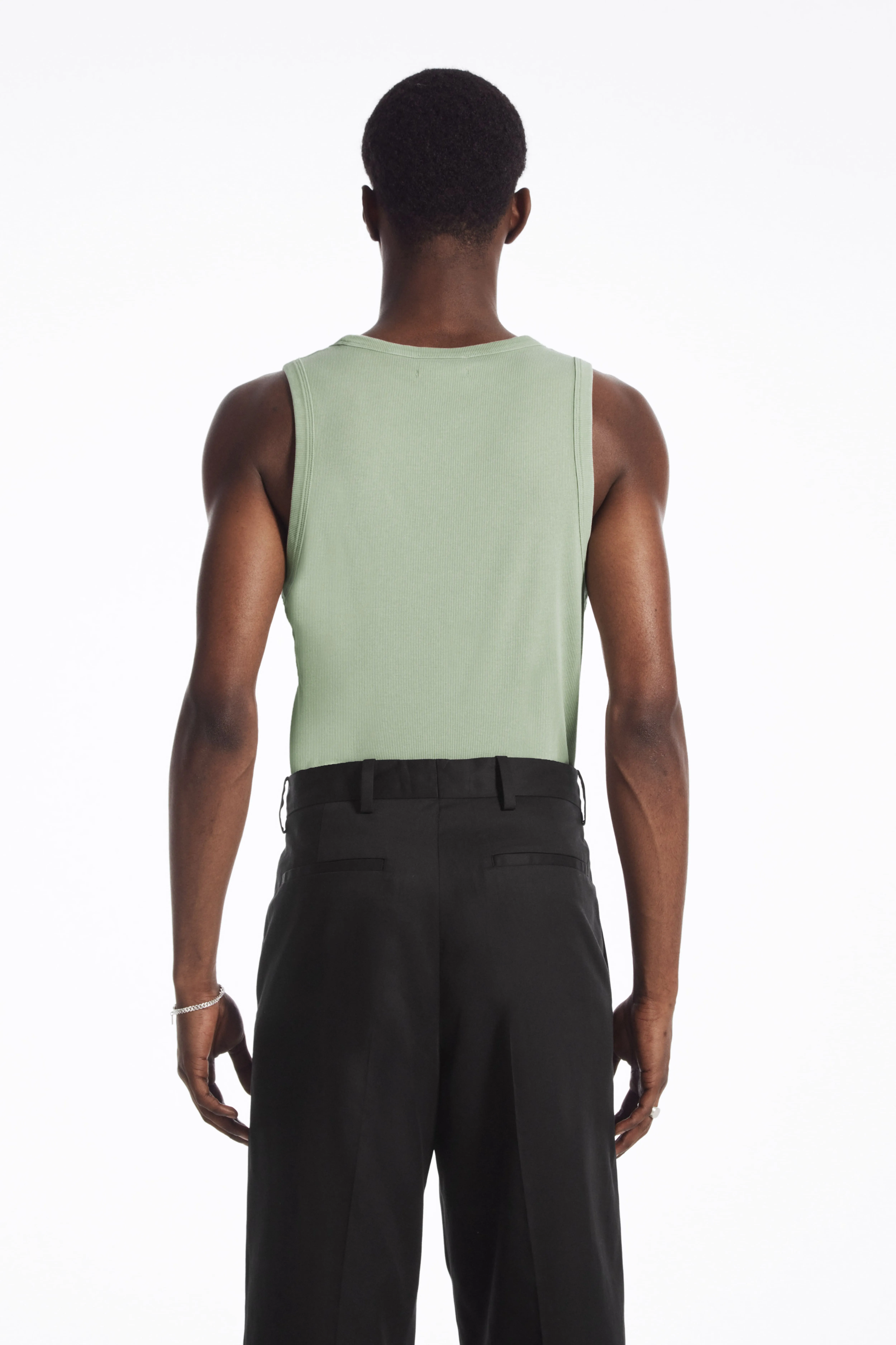 SLIM-FIT ACID-WASH TANK TOP - Round neck - Sleeveless - DUSTY LIGHT GREEN - Men | H&M GB