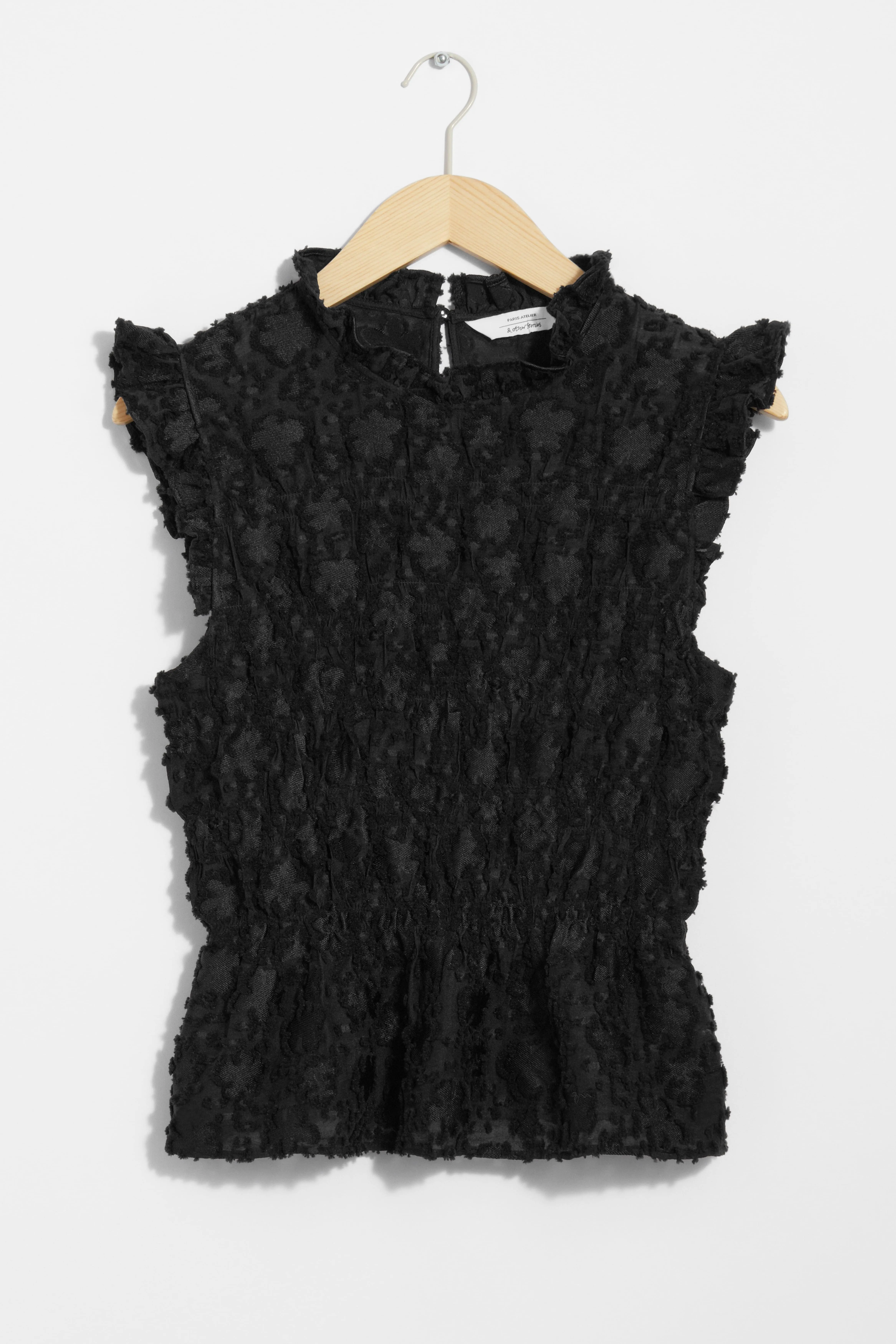 Smocked Peplum Top - Round neck - Sleeveless - Black - Ladies | H&M GB