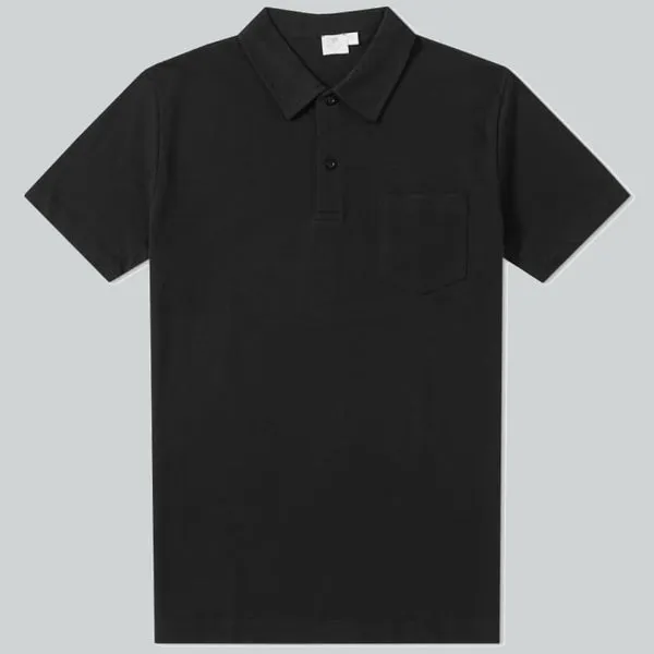 Sunspel Riviera Pique Polo Black