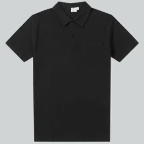 Sunspel Riviera Pique Polo Black