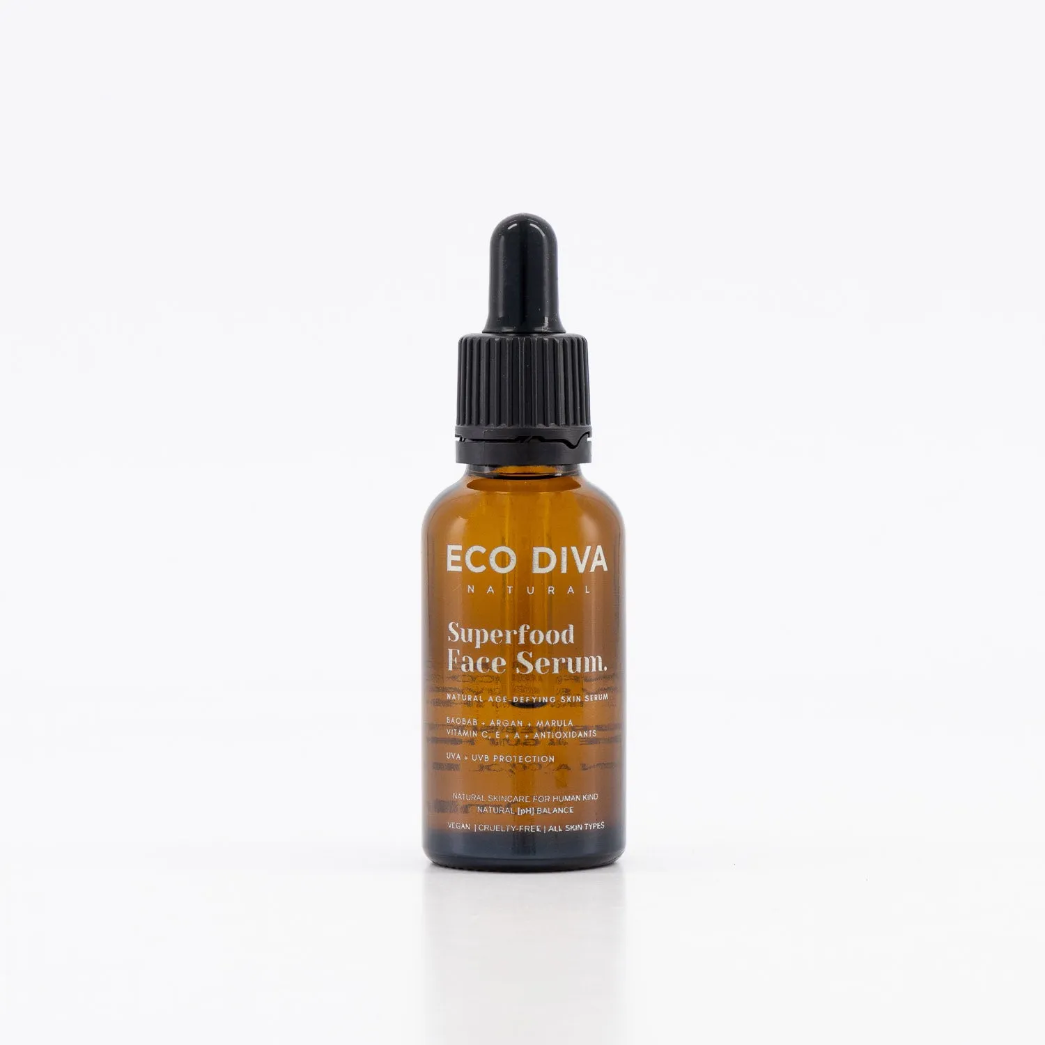 Superfood Face Serum - Hyaluronic Acid, Baobab, Marula, Argan, Vit C, A, E, Antioxidants &  SPF