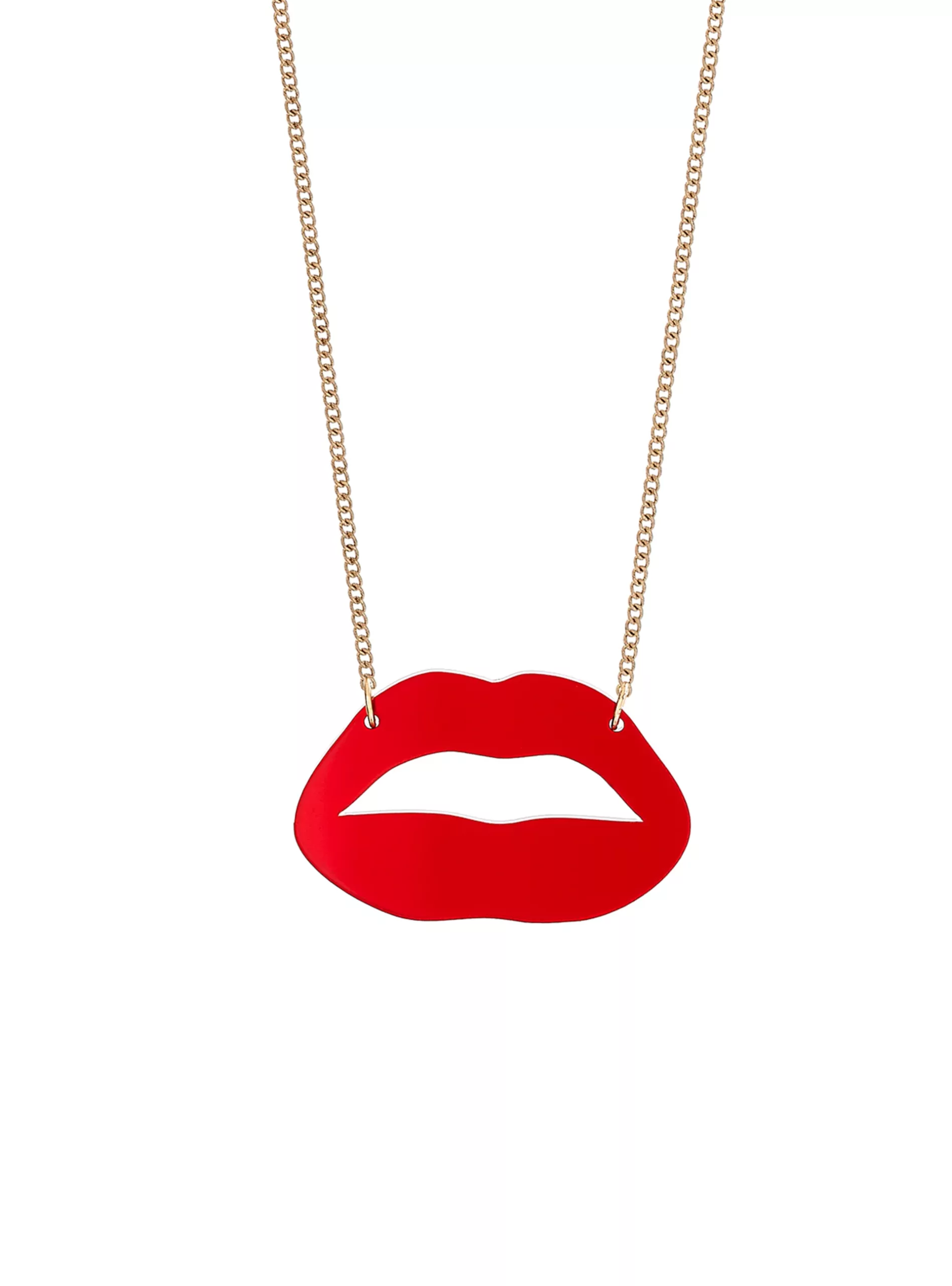 Tatty Devine – Lipstick Kiss Necklace in Mirror Red