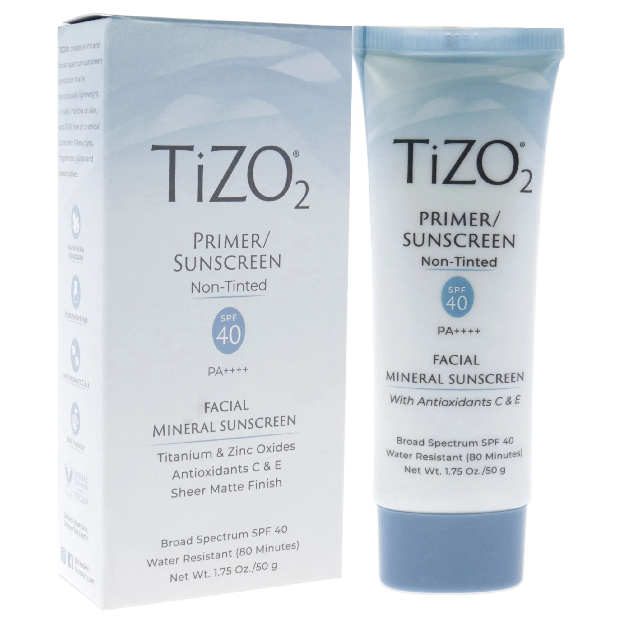 Tizo2 Facial Primer Non-tinted SPF 40 by Tizo for Unisex - 1.75 oz Sunscreen