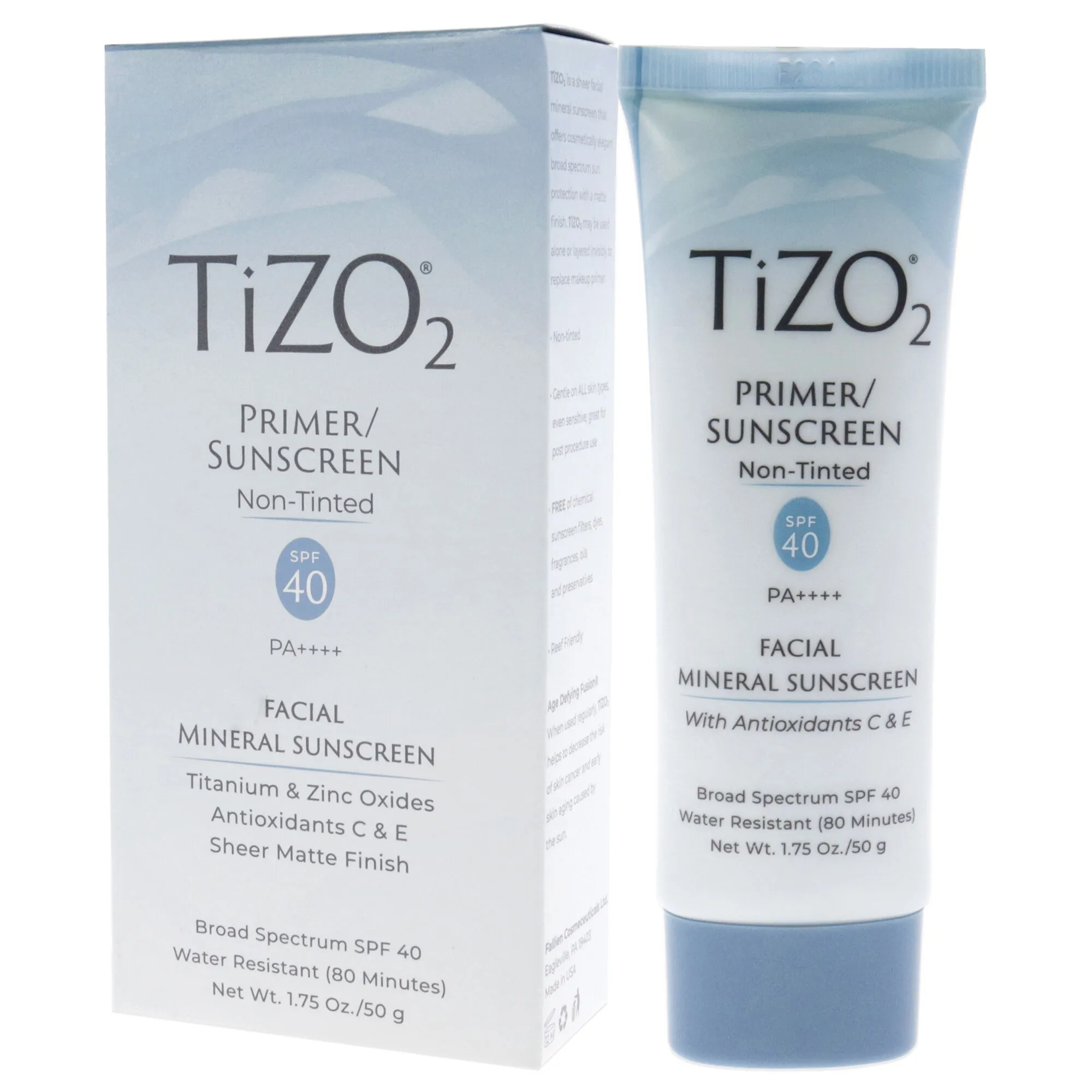 Tizo2 Facial Primer Non-tinted SPF 40 by Tizo for Unisex - 1.75 oz Sunscreen