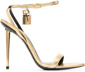 TOM FORD Padlock 115mm metallic sandals Gold