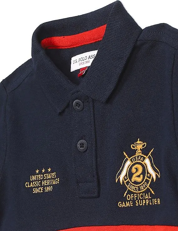 U.S. Polo Assn. Kids Boys Navy Embroidered Logo Striped Polo Shirt