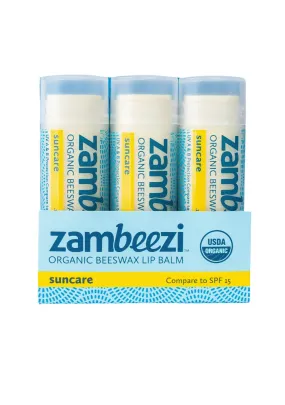 ZAMBEEZI 3 PK SUNCARE ORGANIC LIP BALM